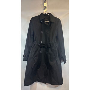 RALPH LAUREN “Lauren” Classic Black Belted Trench COAT Cotton/Poly Size M EXCLT